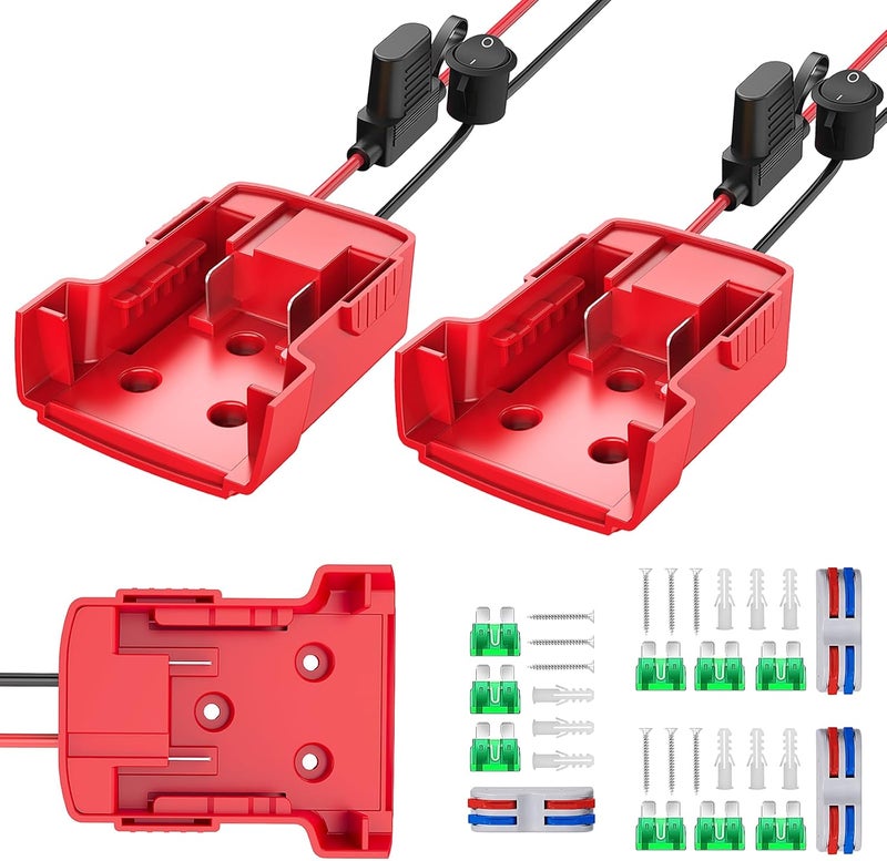 Azocek 3 Packs Power Wheel Adapter Compatible with Milwaukee 18V Battery Adapter Power Wheel Battery Converter Kit with Fuse & Switch & Wire Terminals & 12 AWG Wire for DIY RC Car Robotics - Image 1